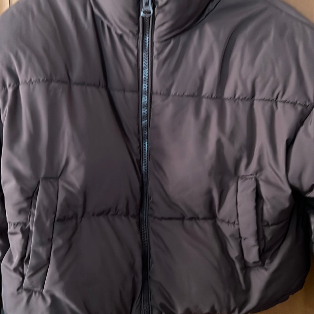 H&M brown crop bomber coat size M